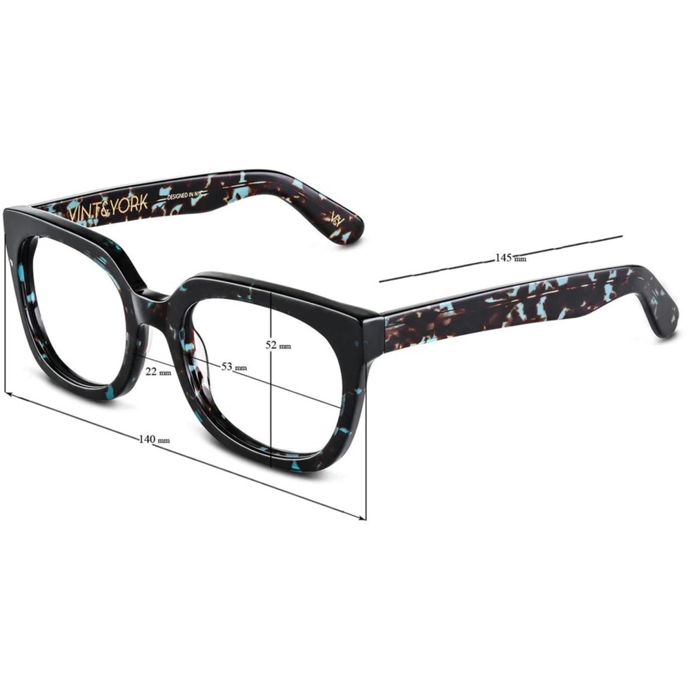 Vint & York “Ritzy” Eyeglass Frames Dark Brown Tortoise & Turquoise Blue - Picture 4 of 16